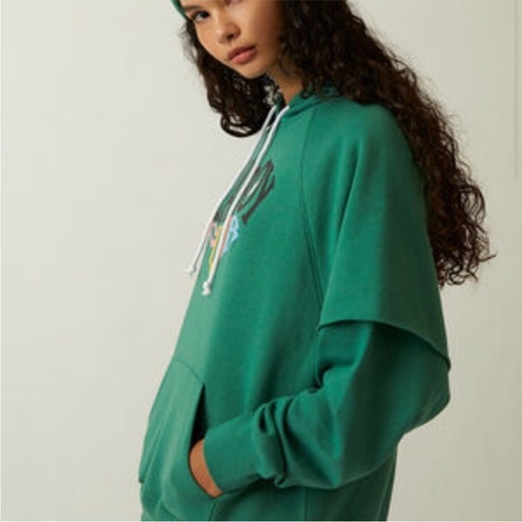 Playboy X PacSun Green Club‎ Layered Hoodie Oversized Small - Picture 9 of 9